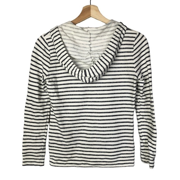 Caslon Petite White & Blue Stripe Full Zip Hoodie Sweatshirt XSP - Picture 2 of 3